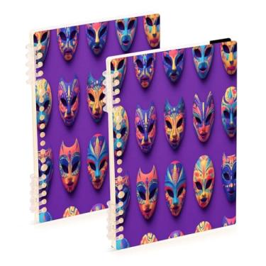 Imagem de Burbuja Cadernos de máscara de carnaval, papel pautado universitário A5 com 60 folhas, fichário para escritório, 2 unidades