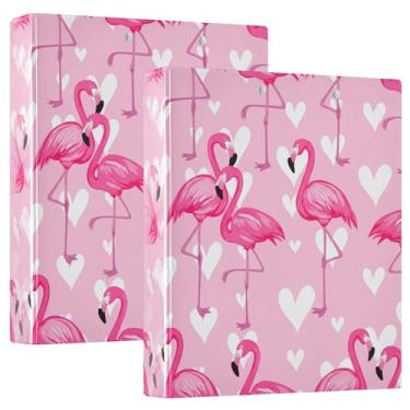 Imagem de Burbuja Fichário Flamingos com 3 argolas em pé em uma perna 3 para trabalho de escritório, fichário aberto D serve para papel tamanho carta com visão clara, 2 bolsos, pacote com 2