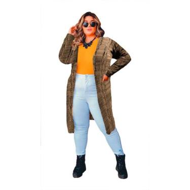Imagem de Kimono Feminino Plus Size Tricot Manga Longa Meia Estação - PLUS MESMO