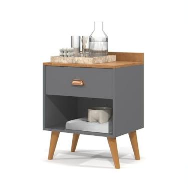 Imagem de Mesa De Cabeceira Pearl Com Pernas Em Estilo Vintage/Moderno — Esquema De Cores Para A DecoraçãO Do Quarto(PÉROLA - CINZA/FREIJÓ)