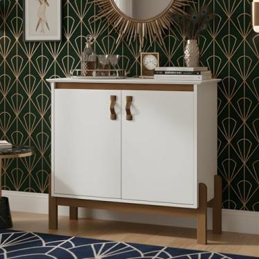 Imagem de Aparador Buffet Balcão 2 Portas Tampo MDF Branco/Freijó Organizador Prateleira