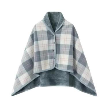 Imagem de Cobertor De Fleece Quente Com Estampa Xadrez, Xale Grosso E Macio Para