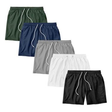 Imagem de Kit 5 Shorts Bermuda Masculino Tactel Liso Praia Academia-Masculino