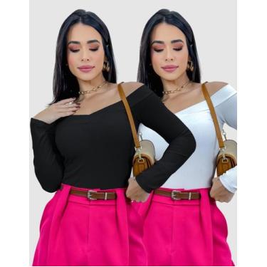 Imagem de Kit 2 Body Blusa Feminino Ciganinha Ombro Manga Longa Anarruga - Swiss