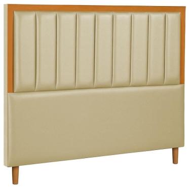 Imagem de Cabeceira Estofada Queen Paris Couro Bege 160 Cm