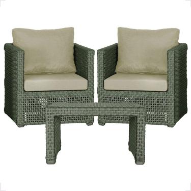 Imagem de Mesa E 2 Poltronas Madri Corda Náutica Estofado 7 Trama Verde