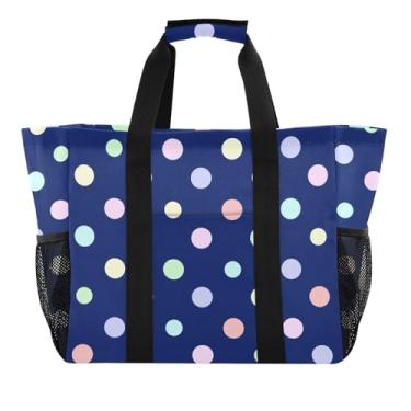 Imagem de ODAWA Bolsa masculina de praia para academia estética - bolsa de praia dobrável resistente à água colorida com bolinhas azuis