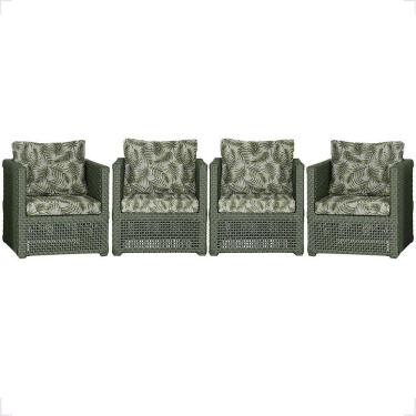 Imagem de 4 Poltronas Madri Alumínio Corda Náutica Estofado 5 Trama Verde