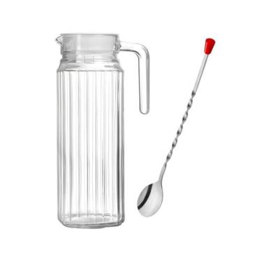 Imagem de Jarra De Vidro Grosso Suco Agua Com tampa 1L e Colher Bailarina - CLIC