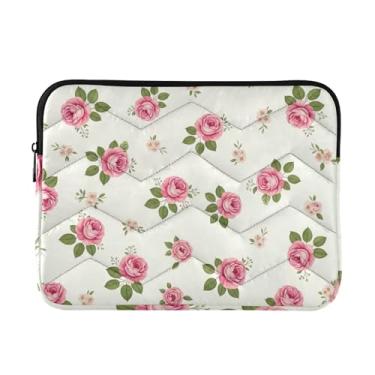 Imagem de Envelope Capa protetora portátil para laptop, rosas, folhas verdes, flores, branca, capa protetora portátil grande