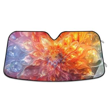 Imagem de Guarda-sol de carro mandala arco-íris bloqueia o calor e raios UV proteção solar contra o calor
