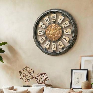 Imagem de Relógio De Parede Vazado Envelhecido Elegante Rustico 35cm