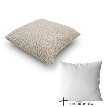 Imagem de Almofada Decorativa Em Tricô De Algodão, 45x45cm, Com Enchimento Natural