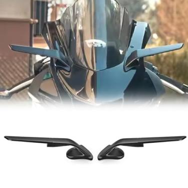 Imagem de Para YZF-R7 yzf r7 2024 2023 2022 2021 acessórios espelho retrovisor de asa de vento fixa lâmina grande angular visão traseira preta retrovisor rotativo 360° espelho lateral de asa de vento