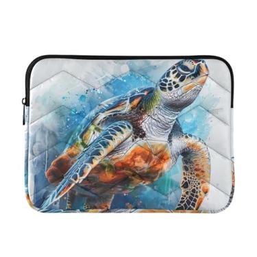 Imagem de Pasta de laptop fina e leve com tartaruga marinha em aquarela, à prova d'água, capa de viagem para homens e mulheres de 33 a 35 cm