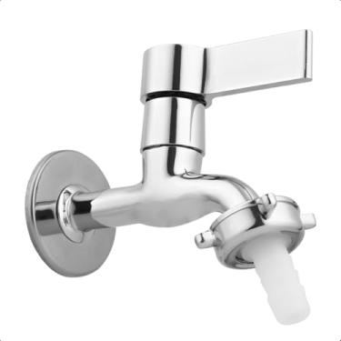 Imagem de Torneira de Jardim Parede Metal Acabamento Cromado Premium 1/4 De Volta Com Conexão 1/2 E 3/4 Pra Facilitar instalação