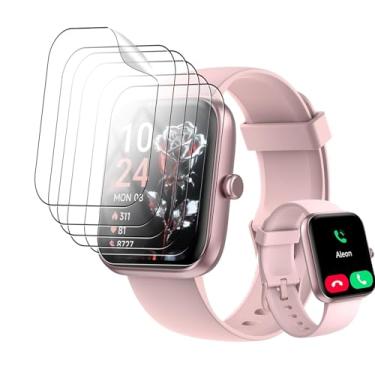 Imagem de Pacote com 6 películas protetoras de tela para Smartwatch Konitee IDW25 de 1,8 polegadas – Película TPU 6H, antiarranhões, anti-impressões digitais, sem bolhas, inquebrável, à prova de poeira