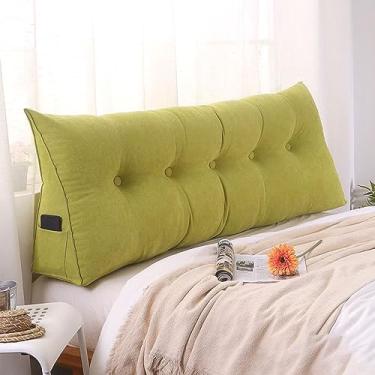 Imagem de Travesseiro grande para cabeceira, cama, leitura, triângulo, encosto, almofada, triangular, cabeceira, suporte para cabeceira, almofada lombar para sofá de dia, verde, 100 x 50 x 23 cm