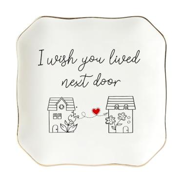 Imagem de HEXMOZ I Wish You Lived Next Door Friend Gifts for Women – Presente de Natal para amizade de longa distância para melhor amiga, melhor amiga, irmã da alma – Ideias de aniversário, 11 x 11 cm. Bandeja