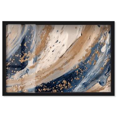 Imagem de River of Gold II Shadowbox Print Boho Gold Wall Art por Art Remedy, moldura preta, 25 x 17