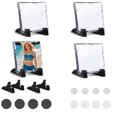 Imagem de Aulsetch Placa de pedra em branco de ardósia por sublimação para decoração de parede de 9,5 x 8,5 cm, 10 peças