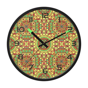 Imagem de CEBUGI Relógio de parede com luz noturna de 30,5 cm que brilha no escuro com sensor de voz, padrão floral vibrante, funciona a bateria para decoração de quarto e sala de estar