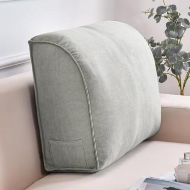 Imagem de BAGASI Almofada de cunha, suporte de posicionamento triangular para leitura e encosto para sofá-cama, cama de dia e cabeceira estofada com capa removível e lavável, cinza, 60 x 45 x 20 cm
