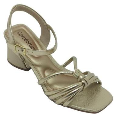 Imagem de Sandália Comfortflex Feminina com Enfeite em Nó e Salto 5cm-Feminino