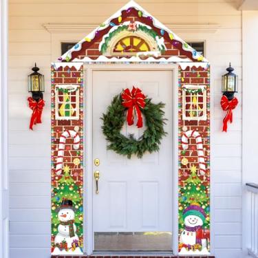 Imagem de 3 peças de banners de porta de feliz Natal para casa decoração de festa boneco de neve doce árvore de Natal pendurada verticalmente interior exterior placas de Natal para varanda casa janela