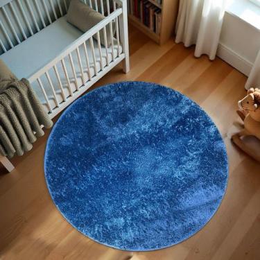 Imagem de 1 Tapete Quarto Infantil Peludo Redondo 1,50m Oa Cl Vr - IDEALIZA, AZU