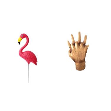 Imagem de Whtkoph Escultura de Flamingo para Jardim de Fadas com Mãos Entrelaçadas, Ornamento para Decoração Natalina, Estatueta de Mão para Casais Apaixonados.