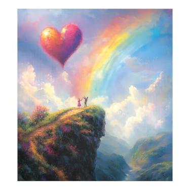 Imagem de Blueangle Capa de ímã de lava-louças arco-íris coração amante dos namorados, decoração de capa de lava-louças frontal, adesivos de eletrodomésticos, adesivos de eletrodomésticos, 58 cm C x 66 cm