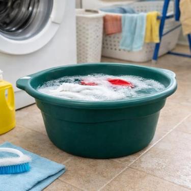 Imagem de Bacia Redonda Plástica 25 ou 35 Litros Reforçada Grande Multiuso Cozinha Área de Serviço Lavanderia (Verde, 35 litros)