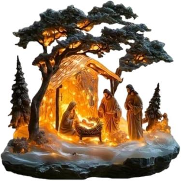 Imagem de Estatueta detalhada de presépio de Natal com enfeite de estátua de acrílico com base