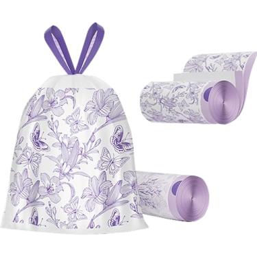 Imagem de Sacos de lixo de 4 galões, 90 peças, sem cordão, separados para banheiro, escritório, casa, quarto, lixeira, sacos de cesta de lixo (roxo, 90 peças)