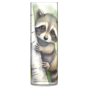 Imagem de CEBUGI Lindo vaso de flores guaxinim 10 x 30 cm, vaso cilíndrico para flores, vaso transparente inquebrável para decoração de casa de festa de casamento