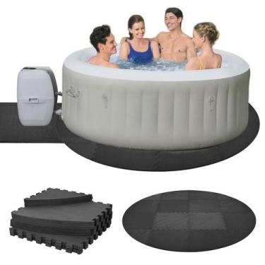 Imagem de Tapete de banheira de hidromassagem GOOFCXO 196cm redondo de 1,3 cm de