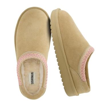 Imagem de CUSHIONAIRE Pantufas infantis Keto – Sapatos confortáveis sem cadarço com forro de pele sintética e conforto acolchoado de espuma viscoelástica, Rosa areia, 16