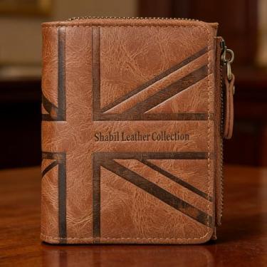 Imagem de Carteira masculina moderna de couro curta, organizador de couro cinza-acastanhado claro (cinza-claro)