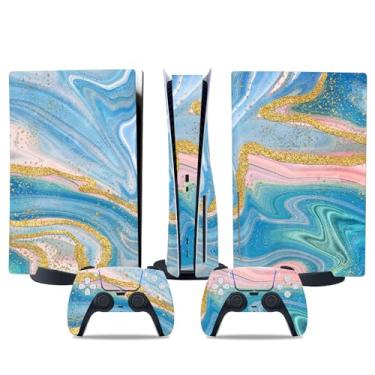 Imagem de Película de decalque para disco Ps5, capa adesiva de vinil de corpo inteiro para console e controle PlayStation 5 (colorido A, edição de disco PS5)