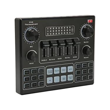 Imagem de ZJchao Placa de Som Ao Trocador de Voz Placa de Mixagem de Som Com 12 Efeitos Sonoros Luz Ambiente de 7 Cores para Transmissão Ao KTV Podcast DJ Studio Gravação Preta