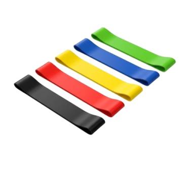 Imagem de Kit 5 Mini Bands de Resistência Faixas Elásticas para Exercício, Treino em Casa, Pilates, Yoga e Fisioterapia