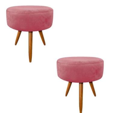 Imagem de Kit 02 puff Redondo Suede Rosê -MODENA DECOR - CASA DA POLTRONA