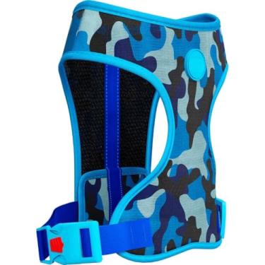 Imagem de Peitoral Mesh Ajustável para Cães com Guia + Coleira + QR Code | Conjunto Respirável e Seguro para Passeio Pet(armyblue,P)