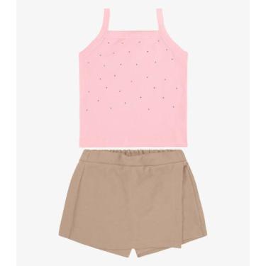 Imagem de Conjunto Regata com Shorts Saia RoviKids Rosa, 4, Rosa