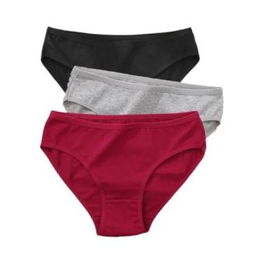 Imagem de Conjunto De 3 Calcinhas De Algodão Femininas Com Design Jacquard, Core