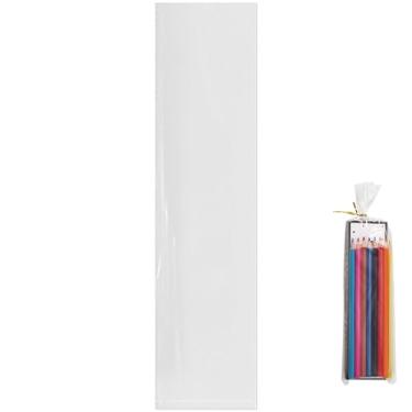 Imagem de 100 peças extra longas de plástico transparente sacos de pôster abertos para armazenamento, embalagem de envio sacos de poliéster PE impermeável, proteção de item estreito (tamanho: 1,18 × 5,9 cm (3 ×