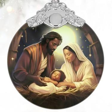 Imagem de Presentes cristãos, enfeites de Natal - presentes religiosos para homens, presentes cristãos para mulheres, fé, decoração cristã de Natal - decoração de árvore de Natal, enfeite de presépio de vitral