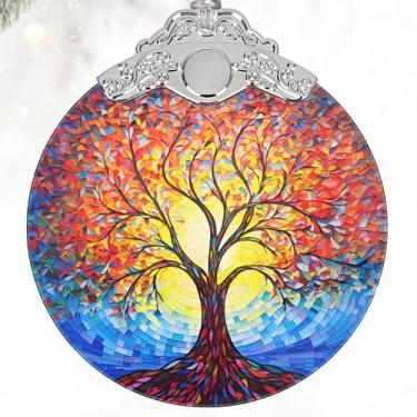 Imagem de Decoração de árvore da vida, enfeite de vitral, enfeite de Natal 2024, enfeite de árvore de Natal, presente de enfeite de feriado, enfeite de lembrança de relíquia de família, decoração de árvore de