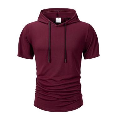 Imagem de Camiseta Masculina De Verão Leve Com Capuz, Casual, Solta, Manga Curta